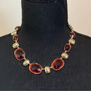 Gold Tone Red Statement Necklace